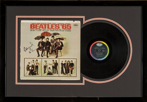 Paul McCartney Signed, Matted and Framed Beatles 65 Album Cover with Record